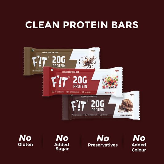 High Protein Bars Combo (Chocolate Fusion | Berry Blast | Roasted Coffee) - 20g Protein - Pack of 6