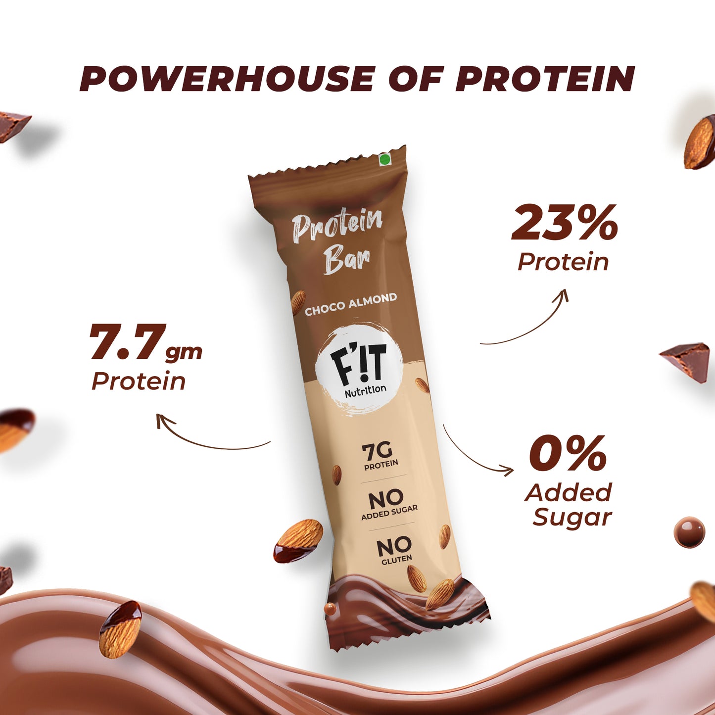 Choco Almond Mini Protein Bar | 23% Protein with No Added Sugar| Pack of 12