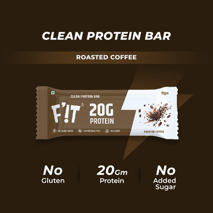 Roasted Coffee High Protein Bar - 20g Protein (Pack of 70gX10) | Made with 8 Simple Ingredients