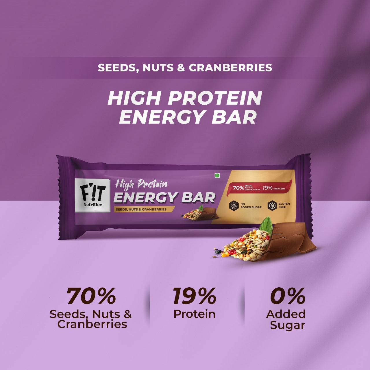 Pack of 10 | Premium Energy Bar | Seeds, Nuts & Cranberries(70%) | No Added Sugar | Protein & Fiber rich