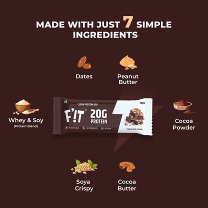 Chocolate Fusion High Protein Bar - 20g Protein (Pack of 70gX10) | Made with 7 Simple Ingredients