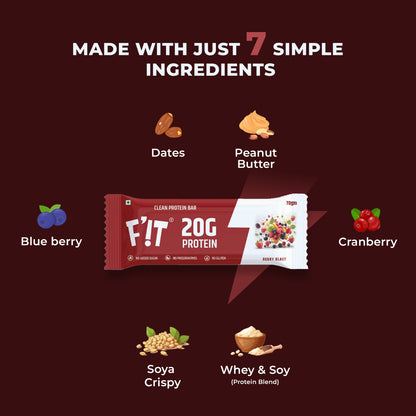 Berry Blast High Protein Bar - 20g Protein (Pack of 70gX4) | Made with 7 Simple Ingredients