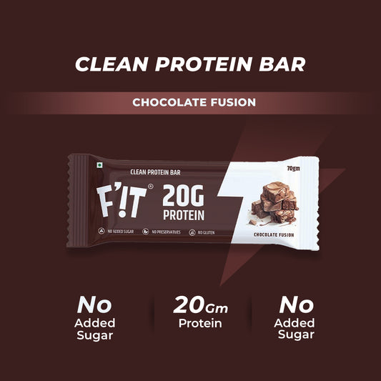 Chocolate Fusion High Protein Bar - 20g Protein (Pack of 70gX4) | Made with 7 Simple Ingredients