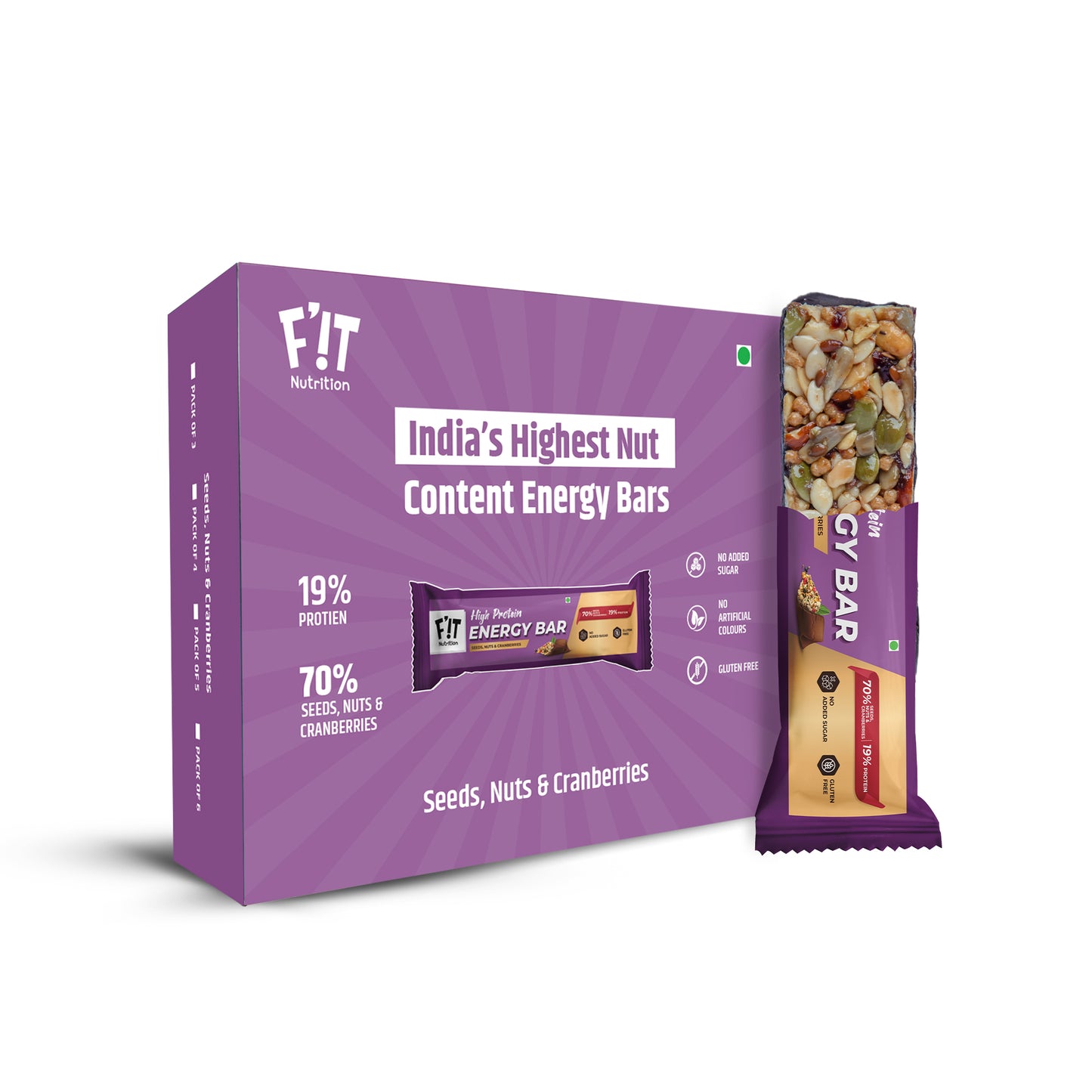 Pack of 10 | Premium Energy Bar | Seeds, Nuts & Cranberries(70%) | No Added Sugar | Protein & Fiber rich