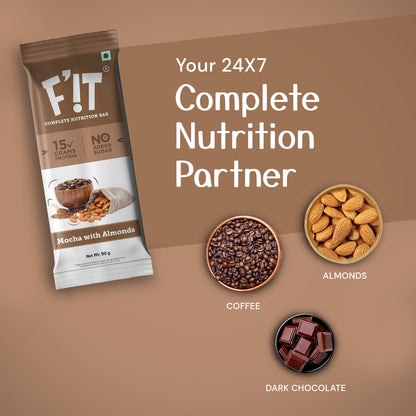 Mocha with Almond Whey Protein Bar, Pack of 30